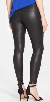 HUE Python Coated Leatherette Leggings Black XS NWT $60