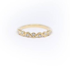 14k Yellow Gold Natural White Diamonds Minimalist Dainty Stackable Ring
