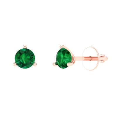 1 kt Rundschliff Solitär Ohrstecker - Edelstein - Rotgold - Ohrringe Schraubverschluss
