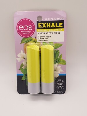 EOS Evolution of Smooth Exhale Super Soft Shea Lip Balm Green Apple Tonic-0.14oz