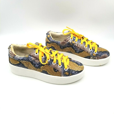 Steve Madden Womens Bertie Multicolor Snakeskin Lace Up Sneaker Shoes Size 6 M