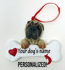 Personalized Shar Pei Dog Name Christmas Ornament Figure Heart Valentines Day