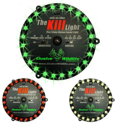Kill Light 3-Color Feeder Light - Motion Activated for Hunting - Solar/Battery P