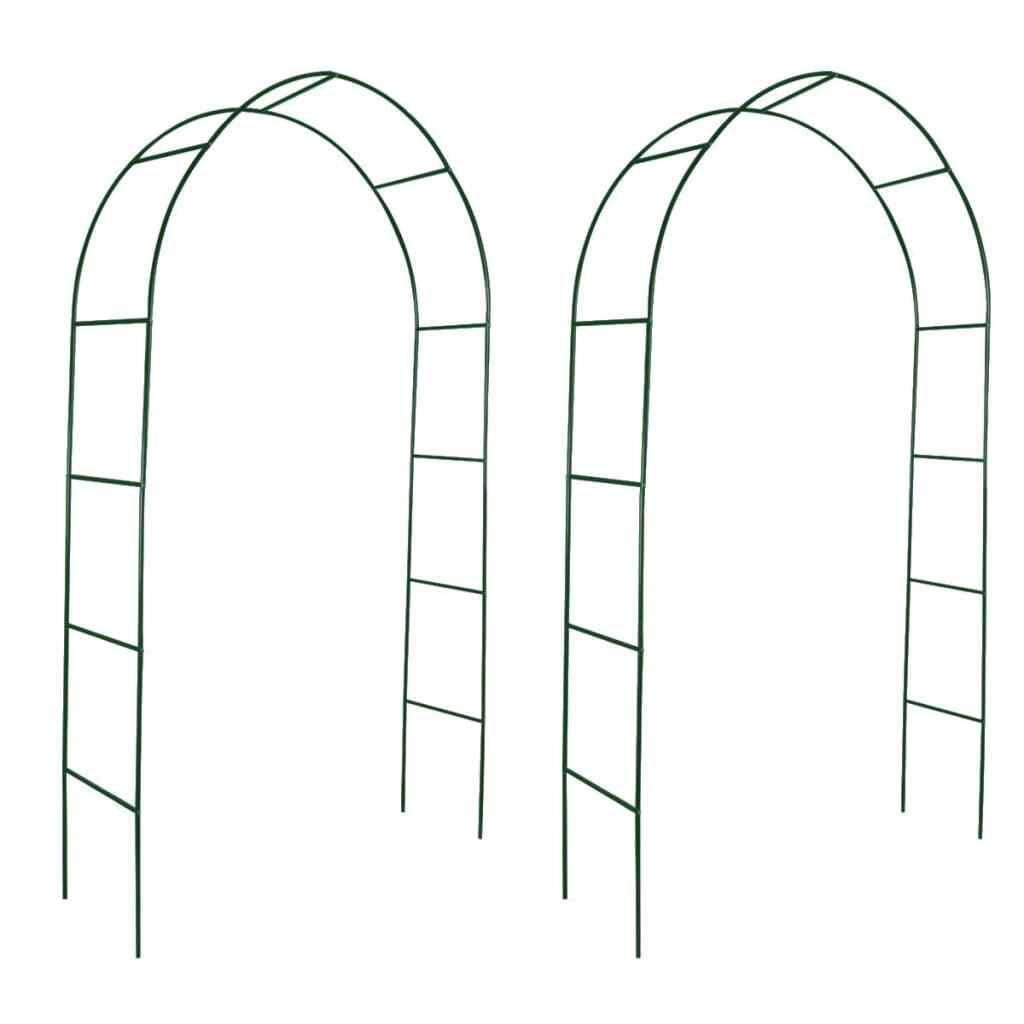 Arche de jardin de prestige en acier forgé lot de 2 portiques décoratifs verts