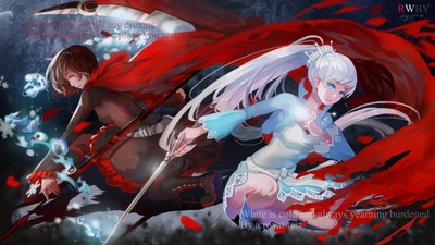 Anime girls rwby sword ruby rose weiss Gaming Mat Desk Pad
