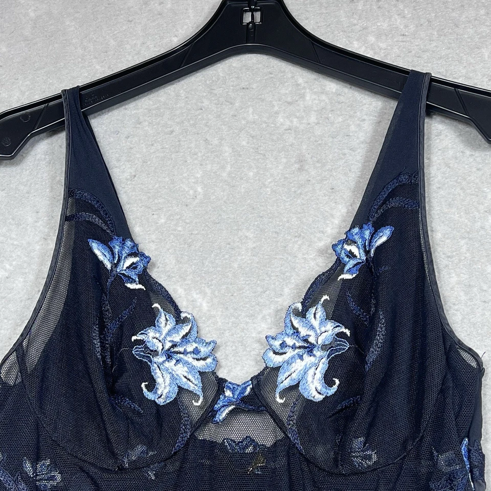 De Colección La Perla Camisón 4 Negro Bordado Flor Encaje Sin Mangas Mini Vestido Lencería Foto 3 de 4