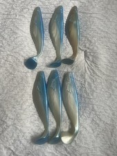 6 Lot 9" Shad Paddle Tail Swimbait Pearl/Blue for Umbrella Rig or Mojo's Lures