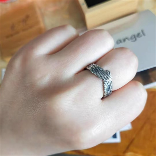 Schöner offener 925 Sterling Silber Engelsflügel Ring Herren und Damen Ringe Geschenk - Bild 14 von 17