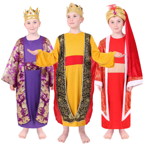 COSTUME HOMME SAGE ENFANT ENFANTS NATIVITÉ JEU HOMMES SAGES TENUE ROBE FANTAISIE - Photo 1/11