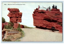 c1950s Horse Car, Balanced Rock and Steamboat Rock, Colorado CO Postcard