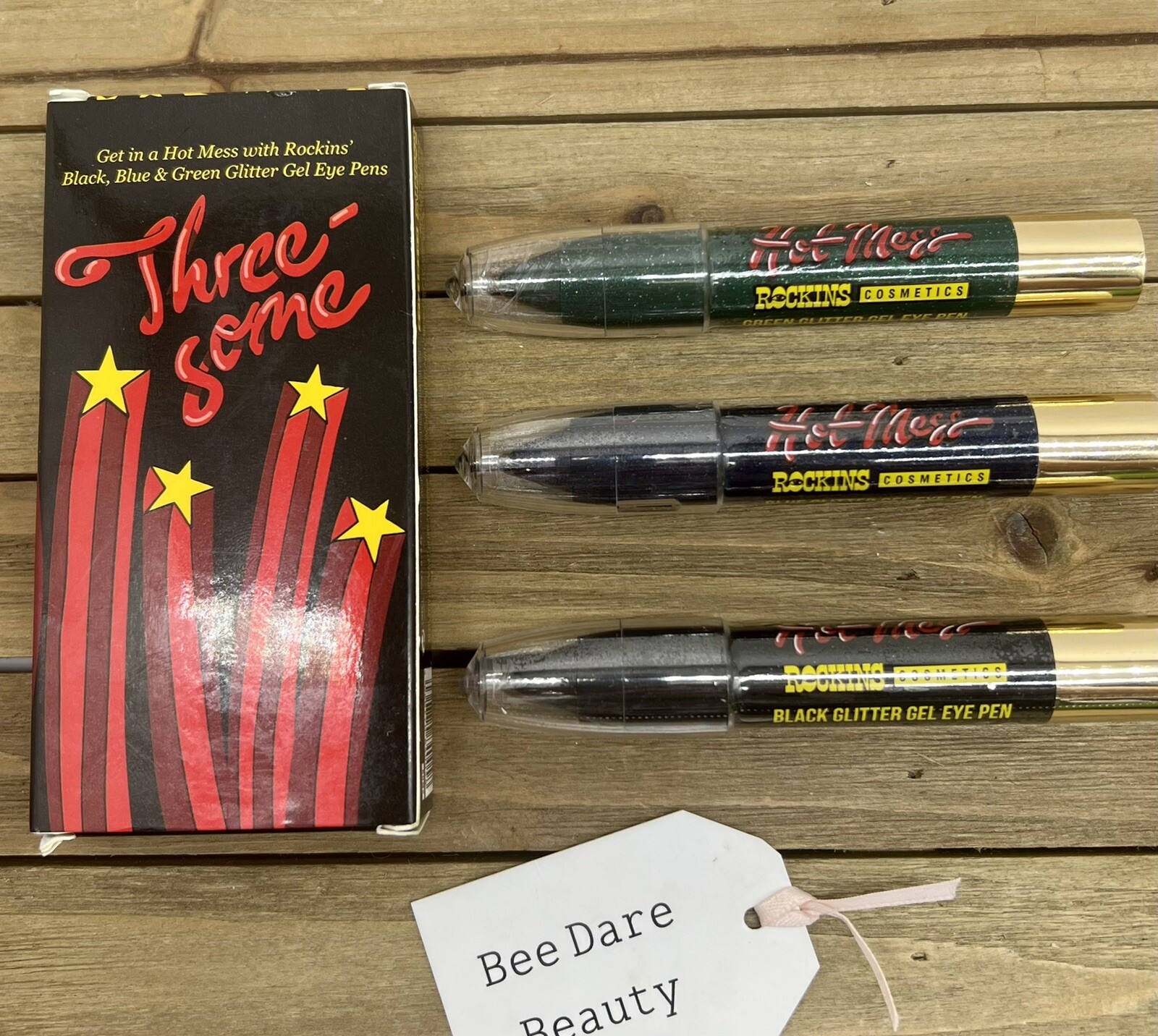 Rockins Hot Mess Threesome Glitter Gel Eye Pens 3 Pack NIB Thick! eBay