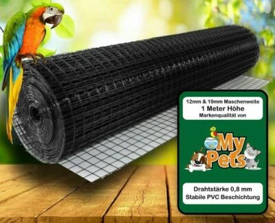 MYPETS® Volierendraht Schwarz Drahtgitter Verzinkt Drahtzaun Maschendraht Draht Voliere