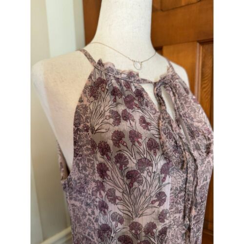 Drew Anthropology Keyhole Halter Dress Womens XS Floral Chiffon Sleeveless Midi