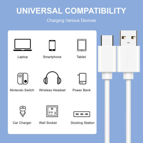 Fast Charge Cable USB A to C Cord For Samsung Galaxy S24 S23 S22 S21 A55 A53 5G - Photo 10 sur 17