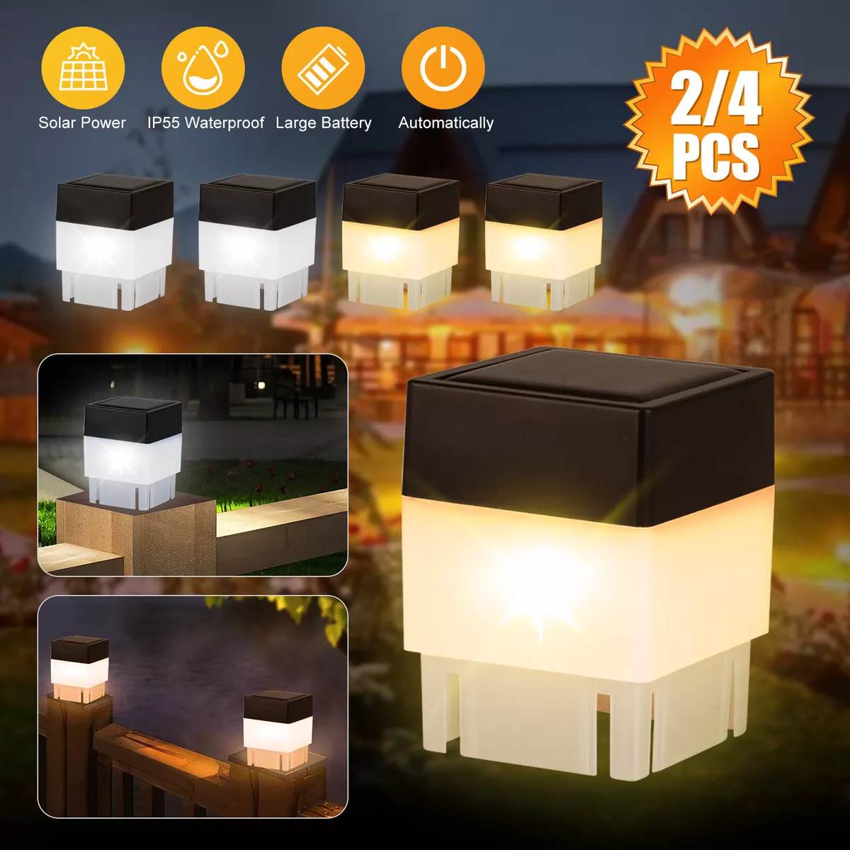 Solar post 2024 cap lights 2x2