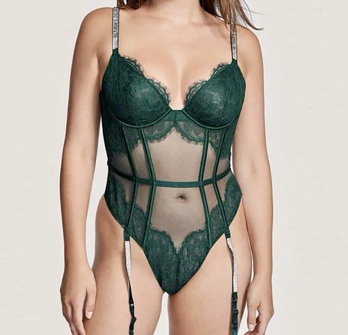Victoria's Secret Very Sexy Shine Strap Lace Teddy Garters NWT - Picture 3 of 3