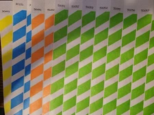 5,000 3/4"   Tyvek Wristbands, 5 Colors,  Red, Green, Blue,Yellow, Orange Stripe