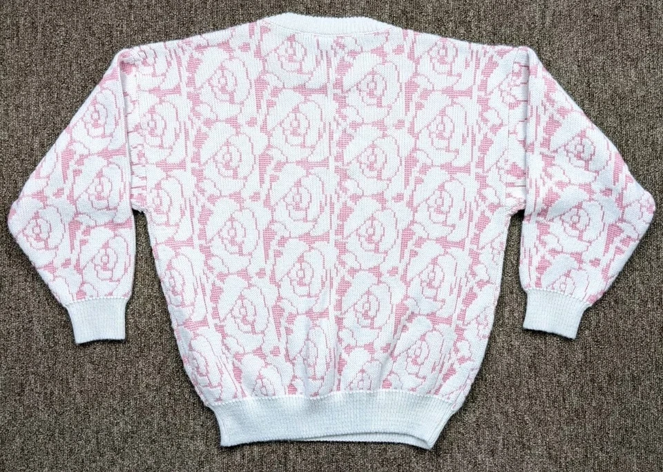 Suéter tejido vintage Erika patrón floral para mujer grande cuello redondo pulóver Foto 4 de 4