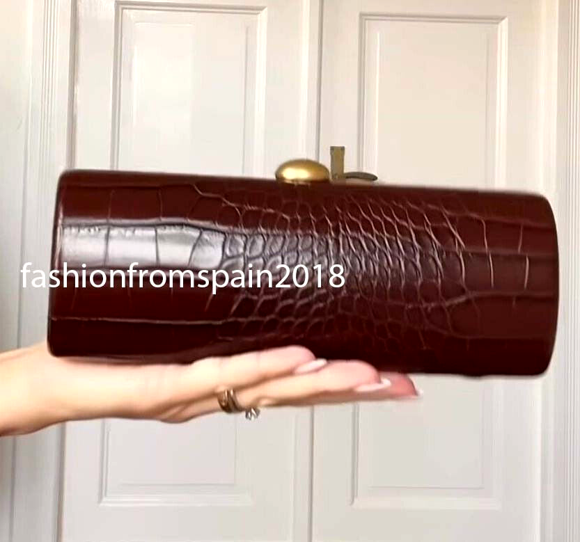 ZARA NEW WOMAN MINAUDIÈRE BAG ANIMAL PRINTED CROCO BROWN 6532/410