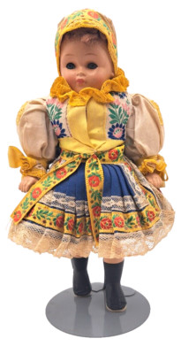 VTG 12'' Girl Doll Stand Traditional Czechoslovakian Clothing Unbranded READ