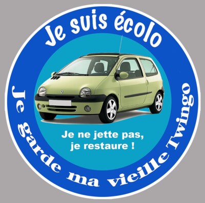 JE SUIS ECOLO TWINGO STICKER FOR WINDSHIELD HUMOR STICKER CRIT AIR 7cm EZ008