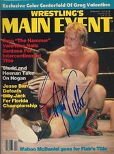 AM446  Greg the Hammer Valentine signed Vintage  Wrestling Magazine   w/COA