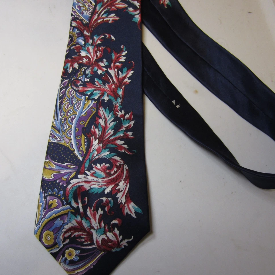 Corbata de Seda Domani Años 90 De Colección Para Hombre Clásica Diseñador Geométrico Azul Abstracto Foto 4 de 4