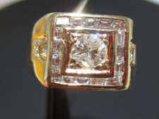 14K YG MEN'S DIAMOND CLUSTER RING 1.10 tcw SZ 10.25 12.81 grams A20205 