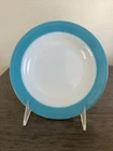 1 Vintage PYREX TURQUOISE BLUE BAND 6 3/4" BREAD PLATE Milk Glass MCM
