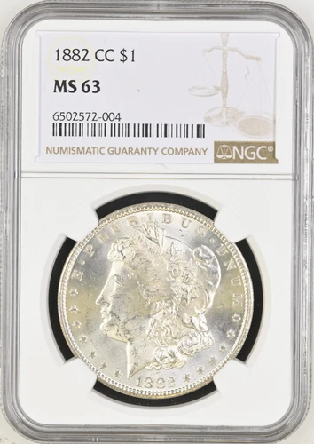 :1882-CC S1$ SILVER MORGAN DOLLAR CHOICE NGC MS 63 BLAST WHITE HIGHEST GRADES
