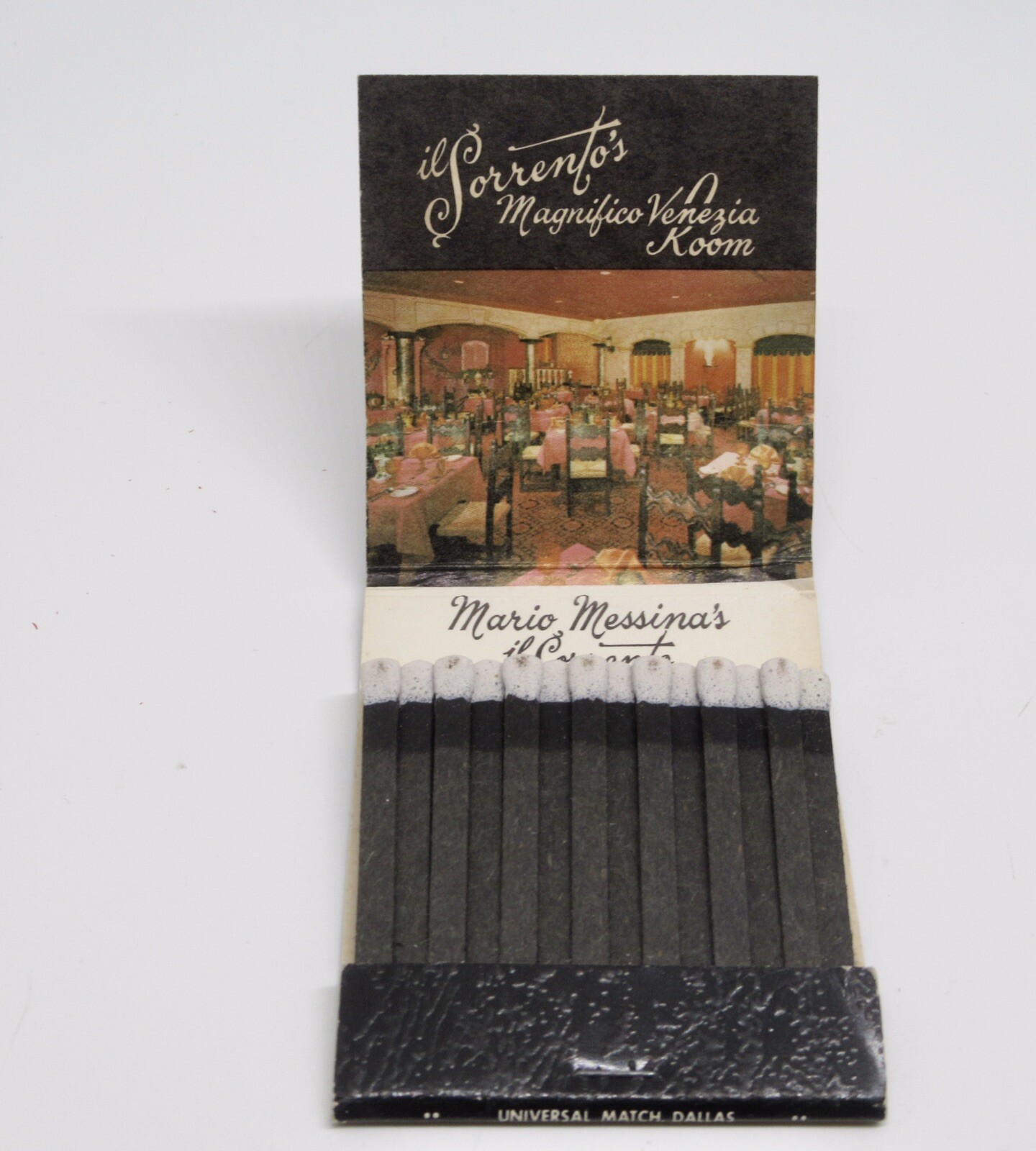 Sorrento Magnifico Venezio Room Restaurant Dallas TX Matchbook Mario