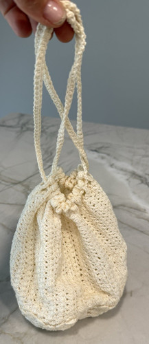 Handmade Crochet Drawstring Bag  Purse Sack  Vintage  1970s-80s