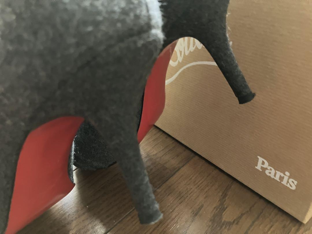 Christian Louboutin Open Toe Heel Gray With Ribbon Size 35.5 US About5.5 Women thumbnail 12
