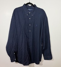 VTG Ralph Lauren Men XXL Blake Cotton Button Down Relaxed Plaid Navy Green