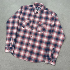 Dixxon Shirt Mens XL Tall Red White Blue Plaid Button Up The Republic Flannel