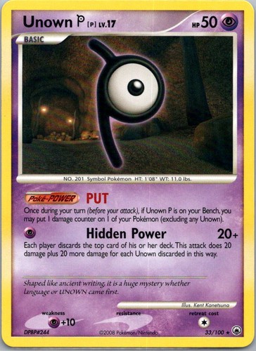 Pokemon TCG Unown P 33/100 Majestic Dawn LP
