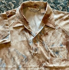 LILLY DACHE Vintage 70s Pullover Dagger Collar Abstract Polo Shirt L Disco MINT