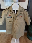 Vintage Vietnam Era US Army Drill Sergeant 1st Cavalry Tan Dress Military Shirt