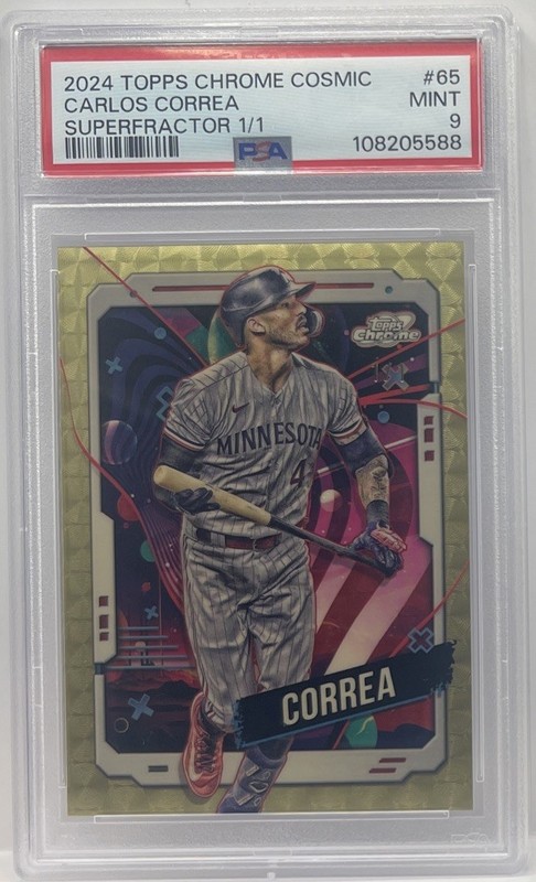 2024 Topps Chrome Cosmic Carlos Correa #65 Superfractor #1/1 PSA 9 TWINS SP SSP