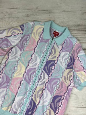 Supreme Abstract Textured Zip Up Polo Men SZ M | eBay