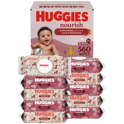 Nourish Scented Baby Wipes 10 Push Button Packs (560 Wipes Total)