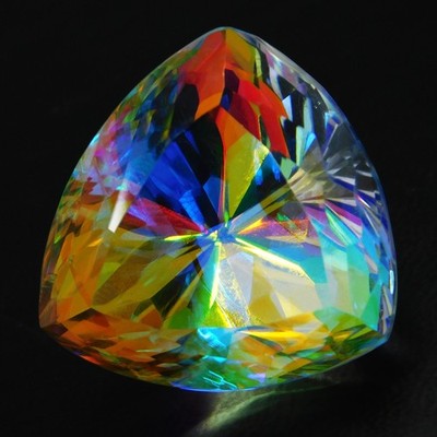 60 Ct+ Natural Mystic Topaz Rainbow Color Trillion Cut Certified Loose Gemstone