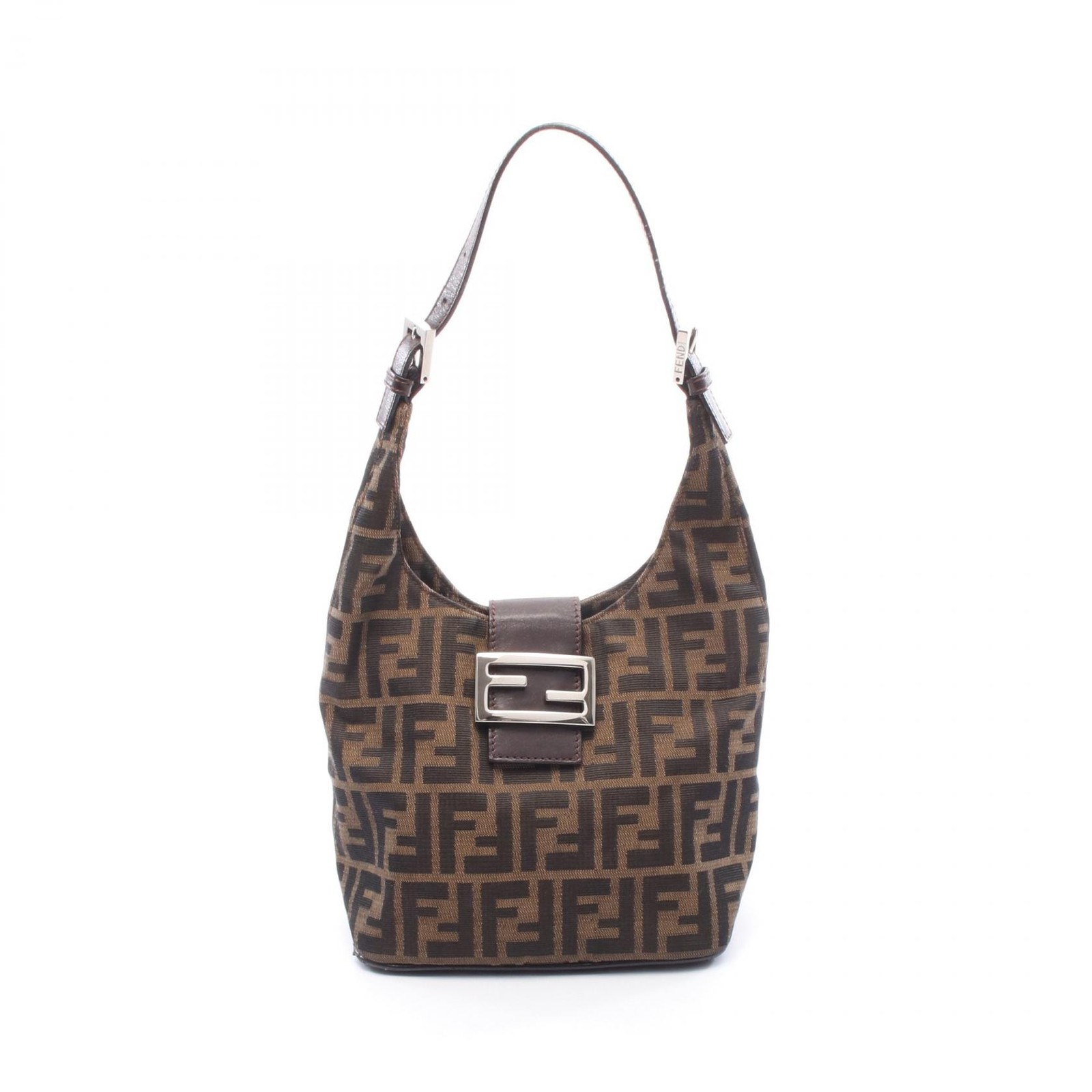 FENDI Zucca shoulder Handbag 26686 canvas leather Brown Used Women