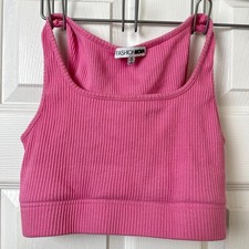 Fashion Nova Pink Ribbed Crop Tank Top Medium...