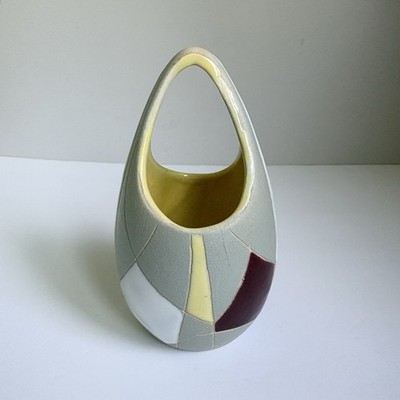 Rare Vintage Jasba West Germany Art Pottery Vase Mid Century Modern Geometric