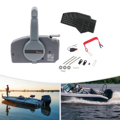 Outboard Remote Control Box Side Mount Outboard Motor w/ Safety Rope Fuel Engine