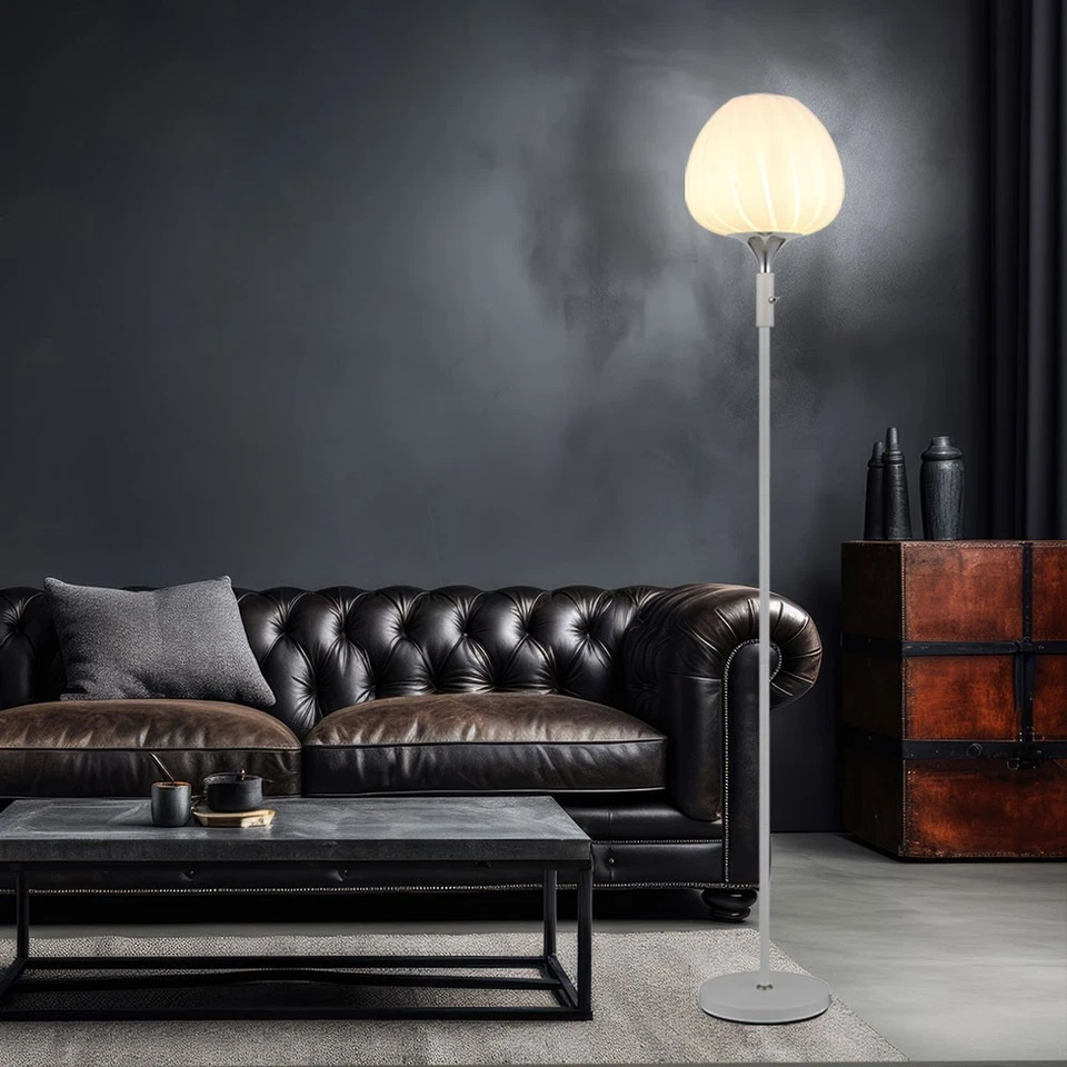 Lampadaire Luminaire de Salon Lampadaire Blanc Chromé Verre Opale LED H 165 CM - Photo 4/4