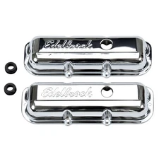 Edelbrock Valve Cover Set 4488; Signature Series Chrome Steel for Chevy 2.8L V6