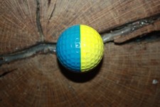 VINTAGE BLUE AND YELLOW PING GOLF BALL