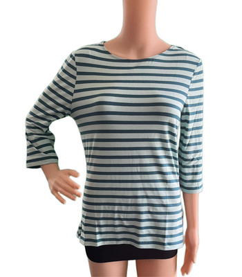 Joy Damen Shirt Malina 3/4 Arm deep teal stripes  Gr. 36 40